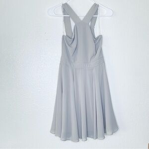 Lulu’s Forevermore Crossover Front Grey Skater Flowy Mini Dress XS